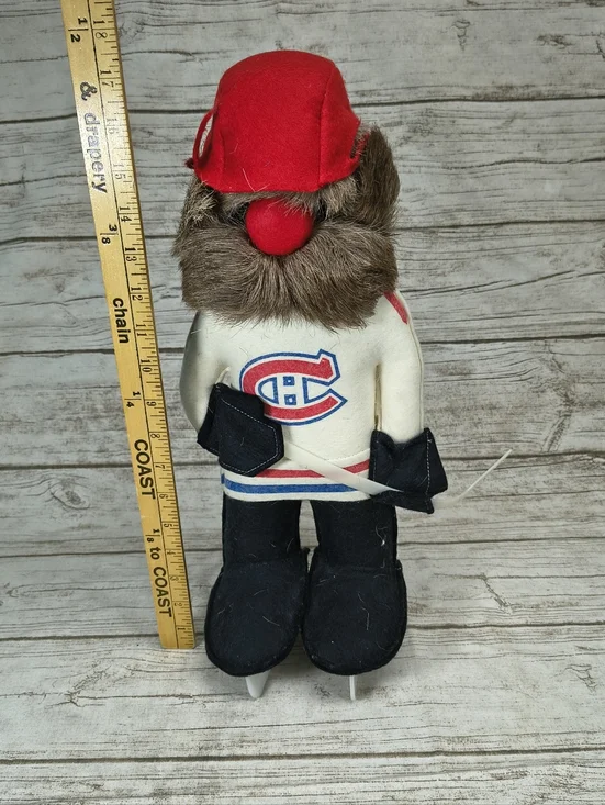Vintage Montreal Canadiens Hockey Fufel Stand Up Felt Plush Bearded w Skates 16" - Picture 2 of 9